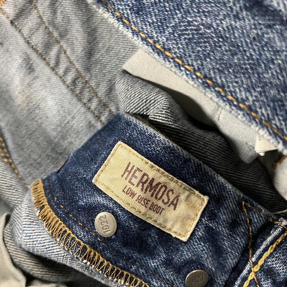 VTG Y2K Hollister Hermosa Low Rise Boot Jeans Mens 34x34 Blue Distressed Bootcut - Picture 8 of 13